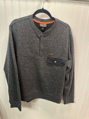 Patagonia Men’s Charcoal Crewneck Henley with Orange Trim